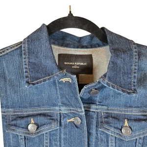 Banana Republic Stretch Denim Jacket Blue Classic Button Front Women's Size S - Picture 1 of 8