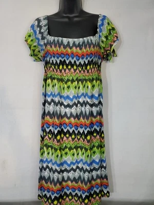 Vestido para mujer Cristina Love talla grande estampado bohemio elástico azteca acanalado top  Foto 1 de 4