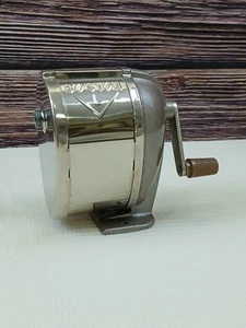VTG Boston Model L Pencil Sharpener Manual Turn Handle Silver Wall Desk Mount - Imagen 1 de 12