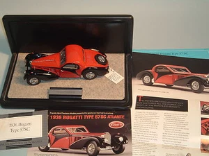 1936 BUGATTI TYPE BLACK/RED 57SC ATALANTE FRANKLIN MINT 1:24 DIECAST & DISPLAY - Picture 1 of 12