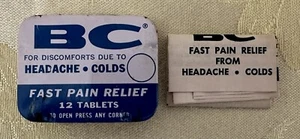 Vintage BC Pain Relief Tablets Small Pocket Tin w/Original Instructions Insert - Imagen 1 de 3