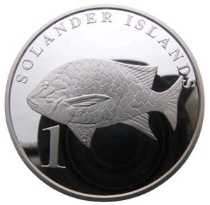 SOLANDER ISLANDS NEW ZEALAND 1 DOLLAR $ 2019 FISH  39mm 200PCS MINTED PROOFLIKE  - Picture 1 of 2