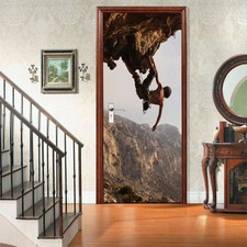 3D Wall Art Cliffs Rock Climber Door Sticker PVC Decal Self-adhesive Wrap Murals