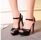 Womens Ankle Strap Super High Heels Open Toe Sandal Party Dress shoes Plus sz