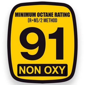 2 x 2.5 inch NON OXY 91 Octane Gas Pump Sticker (gasoline button us vinyl decal) - Picture 1 of 5