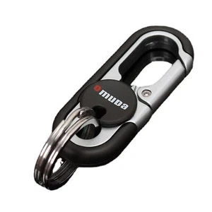 Men Belt Clip Ring Holder Detachable Stainless Steel Leather Key Chain Keyring - Picture 1 of 14