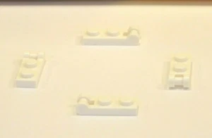 50x - Lego weiße Platte, modifiziert 1 x 2 mit Griff an Ende-geschlossenen Enden (60478) - Bild 1 von 1