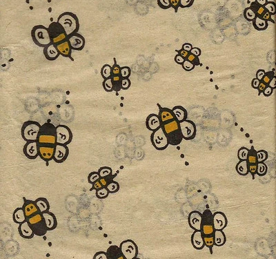 Buzzing BUMBLE BEE Tissue Paper on Kraft background # 302 ~ 10 Large Sheets - Image 1 of 2