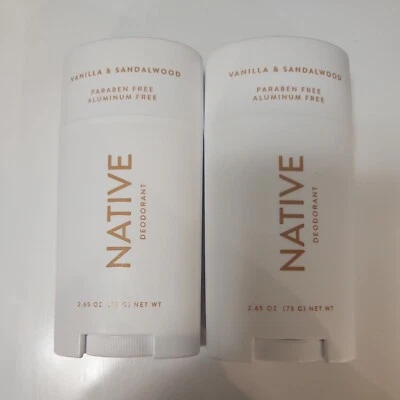 Desodorante nativo aluminio y parabenos vainilla y sándalo 2,65 oz x2 Foto 1 de 2