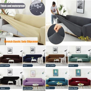 Funda elástica de sofá de 1/2/3/4 asiento protectora impermeable - Imagen 1 de 37