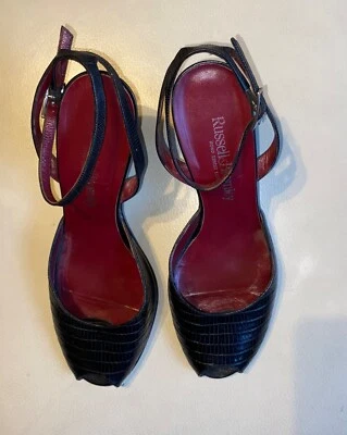 Russell and & Bromley black leather shoes heels size uk 7  40 1/2 ankle strap - Image 1 of 4