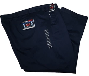 NWT BIG Dress Pants Roundtree Yorke 58x30 Classic Fit Stretch Pleated Navy Blue - Picture 1 of 6