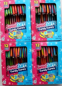 SweeTarts (4-PACK) 48 Tangy Fruit Candy Canes -Blue Punch - Green Apple - Cherry - Picture 1 of 3