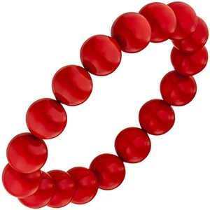 JOBO Armband Muschelkern Perlen rot 19 cm Perlenarmband elastisch - Bild 1 von 1