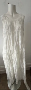 Max Studio sleeveless white cotton tiered flowy gathered house Dress Size L - Picture 1 of 9
