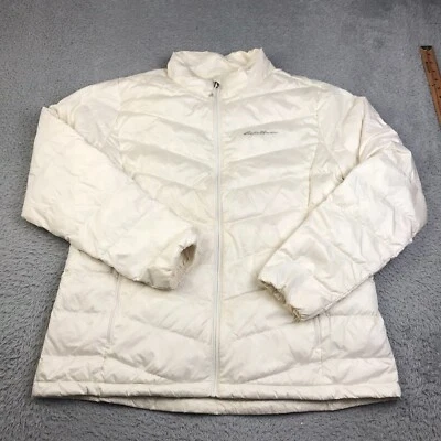 Eddie Bauer Packable Down Jacket Womens XL White EB650 Insulated Puffer Coat - Image 1 of 4