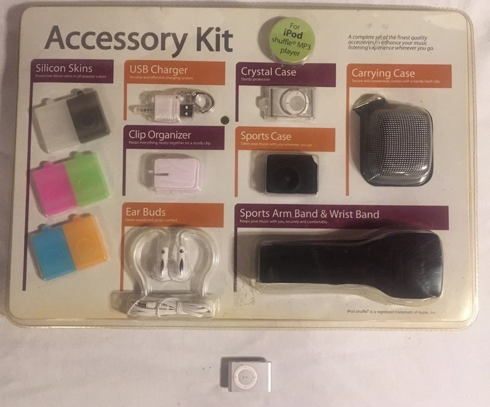 iPod Shuffle Mp3 Player 13 PC Accessory Kit