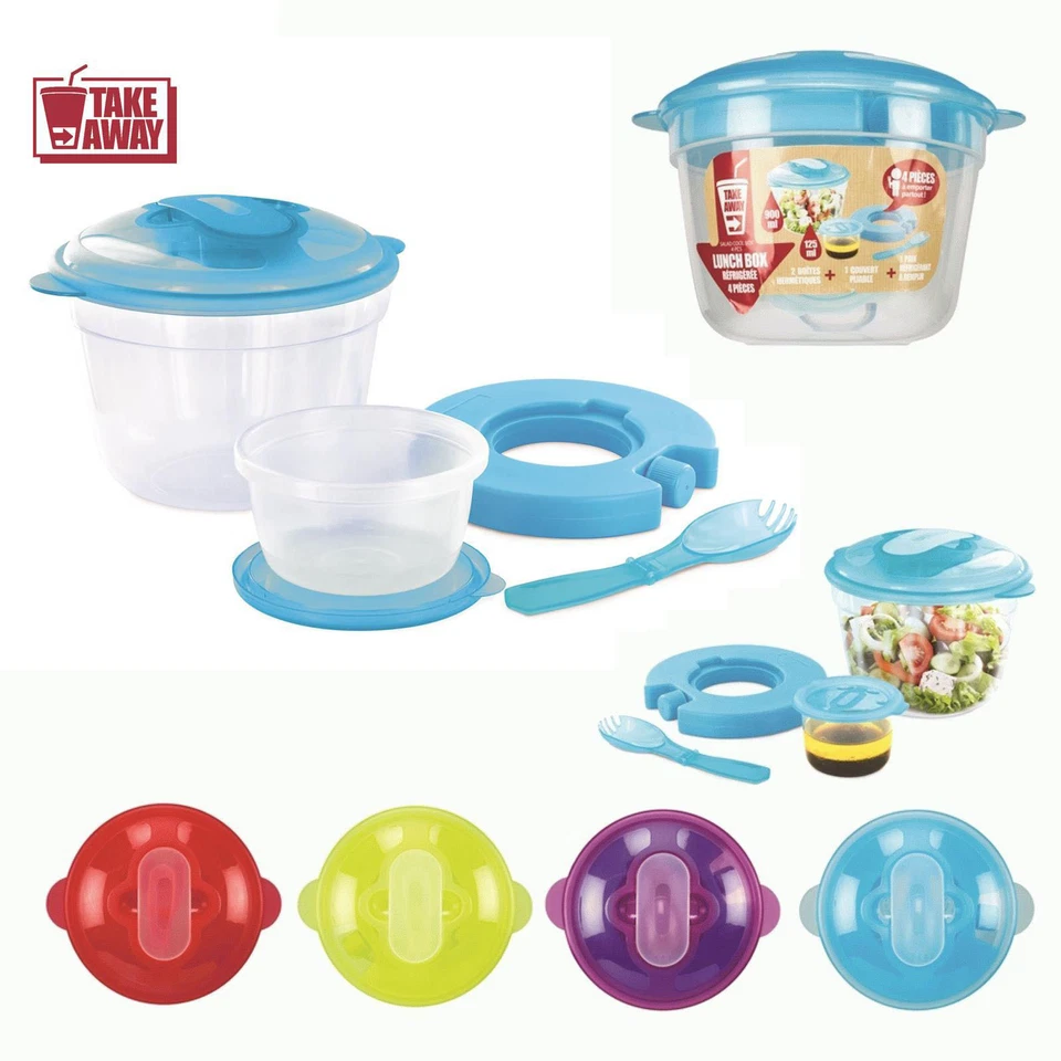 Lunch box contenitore in plastica doppio vano con panetta refrigerante e posata - Immagine 1 di 1