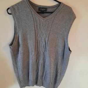 Mens Cable Knit Gray Cardigan Sweater Vest - Picture 1 of 4