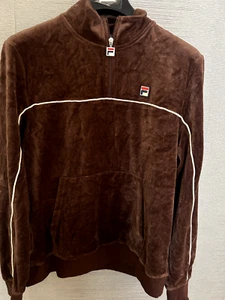 LARGE MENS FILA BROWN VELOUR QUARTER ZIP LONG SLEEVED JUMPER /JACKET - Picture 1 of 4