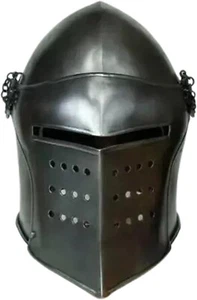 Medieval Barbuta Black Helmet Knights Templar Crusader Armor Helmet - Bild 1 von 15