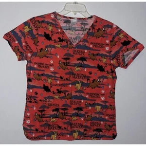 Disney Lion King Hakuna Matata No Worries Simba Scrub Top Women's XS - 2 Pockets - Picture 1 of 4