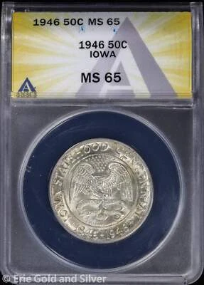 1946 50C Iowa Commem Half Dollar ANACS MS 65 | Uncirculated UNC BU - Image 1 of 4