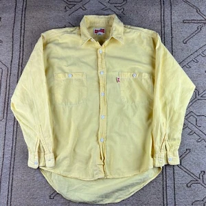 Vintage Budweiser Beer Yellow 90s Button Up Shirt Size Medium - Picture 1 of 4