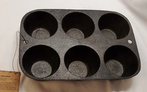 Old Mountain Cast Iron 6 Cup Cake Muffin Pan With Tag - Picture 1 of 4