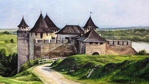 Original Old Castle Fortress Bastion Alcazar landscape painting watercolor art - Picture 1 of 10