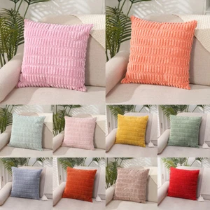 Corduroy Fluffy Sofa Cushion Cover Striped Pillowcase Furry Pillow Home Decor - Picture 1 of 38