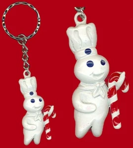 FS NEW PILLSBURY DOUGHBOY METAL LINK KEYCHAIN w CANDY CANE - CHRISTMAS 1996 RARE - Picture 1 of 4