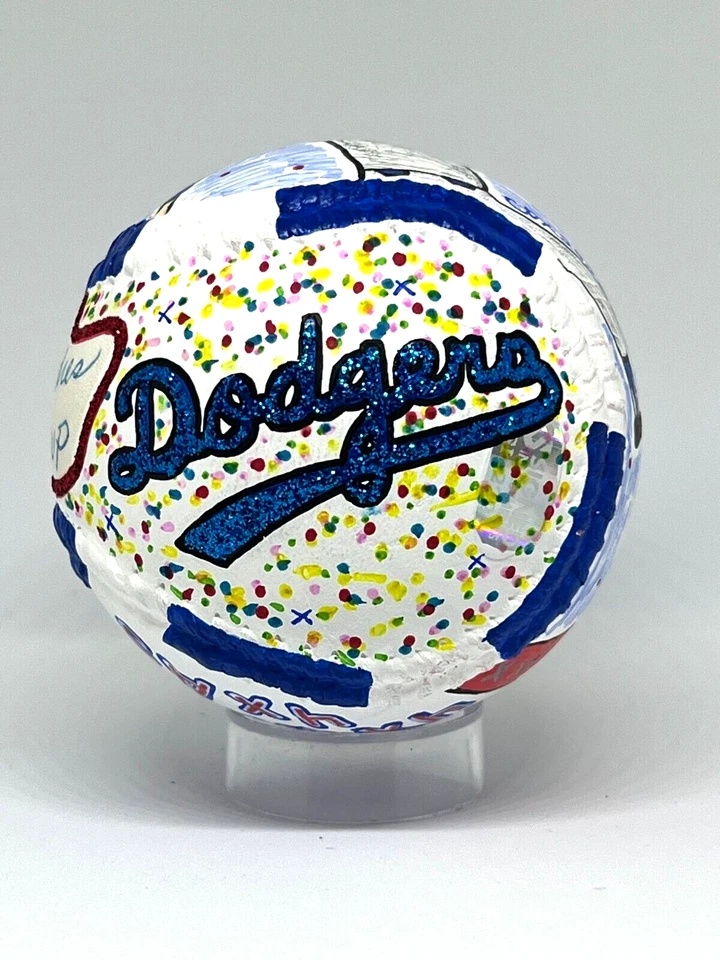 JOHNNY PODRES AUTO BASEBALL HAND PAINTED HOLO CARTER X 1/1 DODGERS! SALE PRICE!! - Image 1 of 4