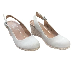 Vionic Coralina Slingback geschlossene Zehenpartie Espadrille Keilabsatz beige haferfarben Canvas Damen 6,5 - Bild 1 von 16