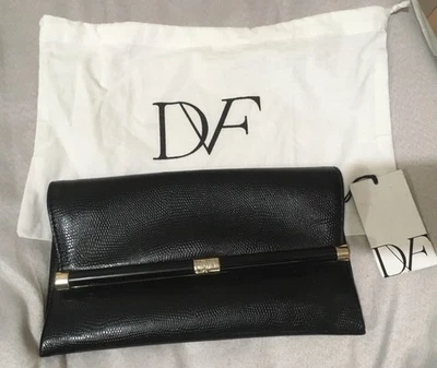 Bolso de mano Diane Von Furstenburg negro sobre cuero de lagarto nuevo con etiquetas precio de venta sugerido por el fabricante $218. L@@K Foto 1 de 4