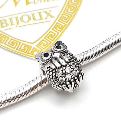 Charm argento 925 gufo gufetto Portafortuna - Immagine 1 di 4