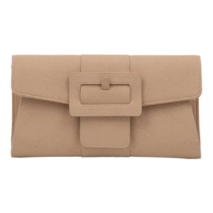 Kunstleder Clutch mit Umschlag und Gürtel, beige1 - Bild 1 von 7