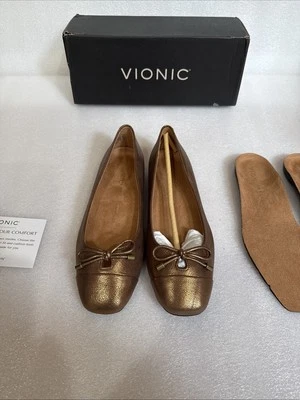 Vionic Klara Women's Ballet Comfort Flat Bronze - 8 Wide New Extra Insoles - Image 1 of 4