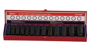 Genius Tools 13 Piece 1/2" Dr. Metric Deep Impact Socket Set (CR-Mo) - CD-415M - Picture 1 of 1