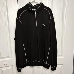 Tommy Bahama Tobago Herren XXXL schwarz Langarm Sweatshirt 1/4 Reißverschluss Logo gebraucht, in einwandfreiem Zustand - Bild 1 von 7