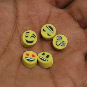 9mm Smiley Face Polymer Clay Fimo Beads - Picture 1 of 8