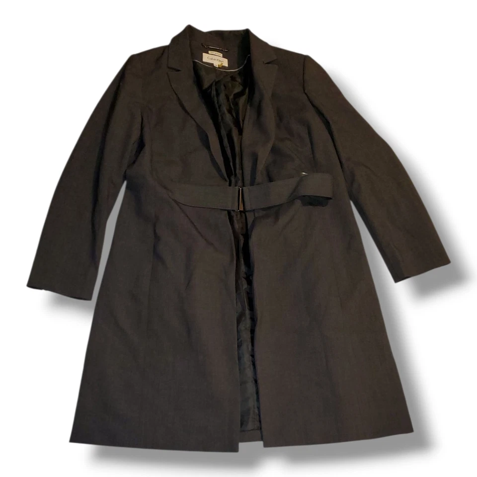 Rare Women's Calvin Klien Gray Stretch Trench Coat. Size 16 - Image 1 of 4