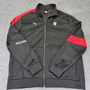 Puma Ferrari Scuderia Black Full Zip Up Racing Track Jacket Mens 2XL Racing - Picture 1 of 8