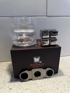 Whiskyglas/Zigarrenschneider/Metall Eiswürfel Best Wish’s Geschenkbox Set Brandneu - Bild 1 von 8