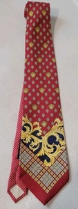 Cravatta Gianni Versace Couture Rosso Giallo 100% Seta Fatta a Mano in Spagna - Foto 1 di 7