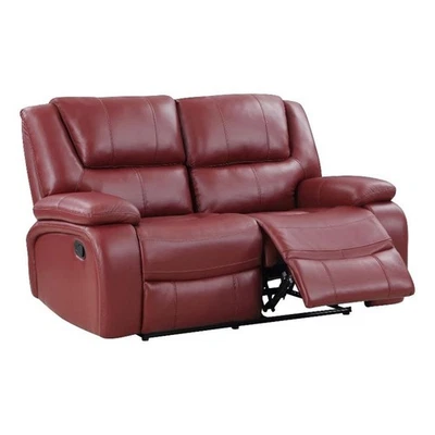 Sofá loveseat tapizado de transición de cuero sintético con movimiento en rojo Foto 1 de 4