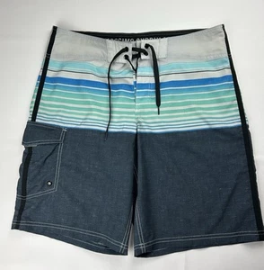 Mossimo Supply Co. Men's Swim Trunks Size 36 Blue Teal Gray Striped TARGET BRAND - Picture 1 of 13