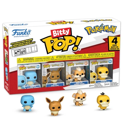 Funko Pop! Bitty: Pokemon - Squirtle, Eevee, Growlithe y Psyduck - 0,9 pulgadas Foto 1 de 4