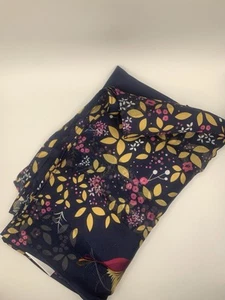Sara Miller Navy Hummingbird Silk Scarf 100x100cm RRP 75 BNWT - Picture 1 of 9