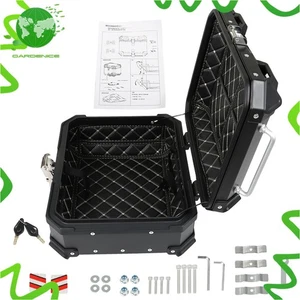 Black Motorcycle Luggage Waterproof Tail Box Top Case Scooter Trunk Storage 22L - Bild 1 von 11